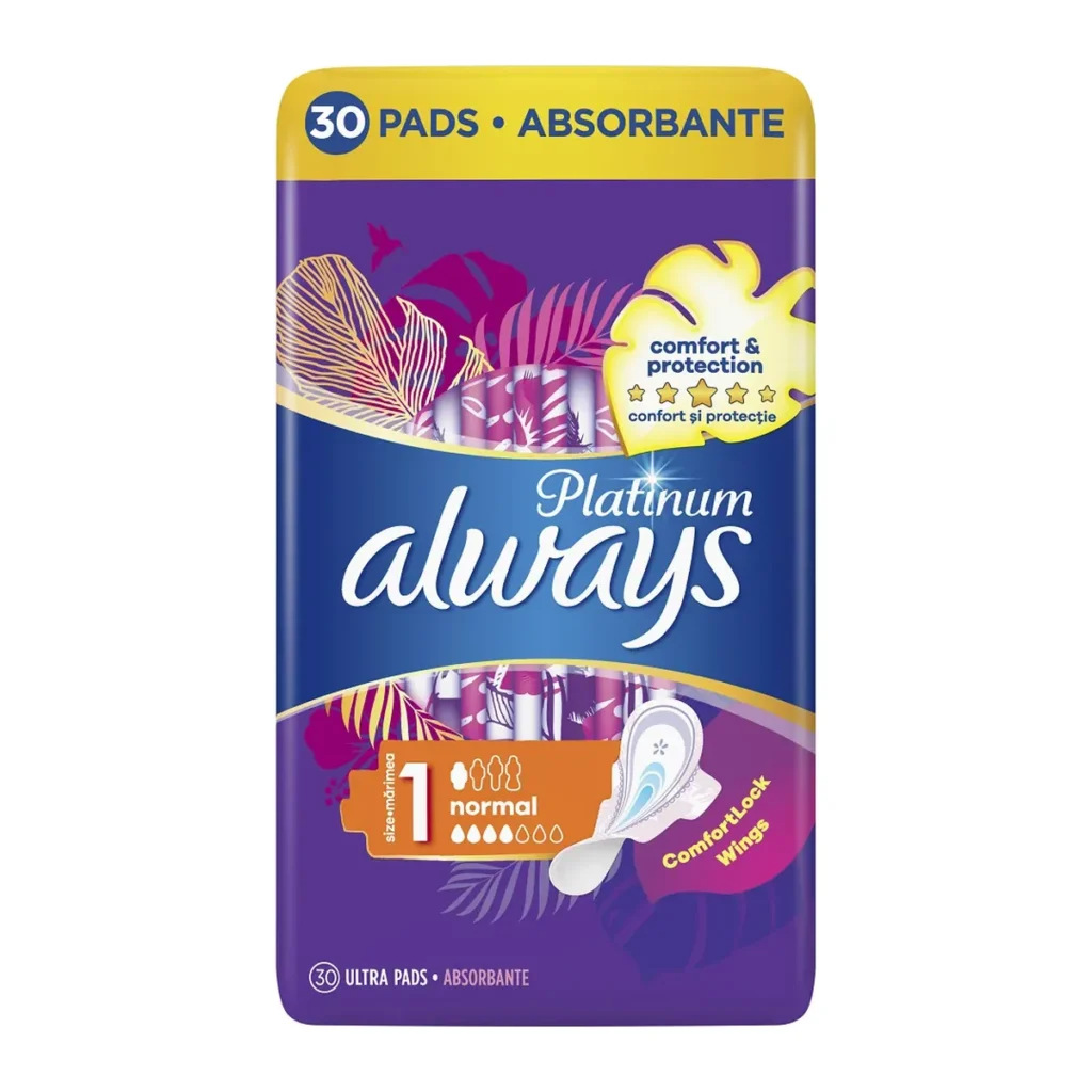 Absorbante Always Quattro Platinum Normal, mărimea 1, 30 buc