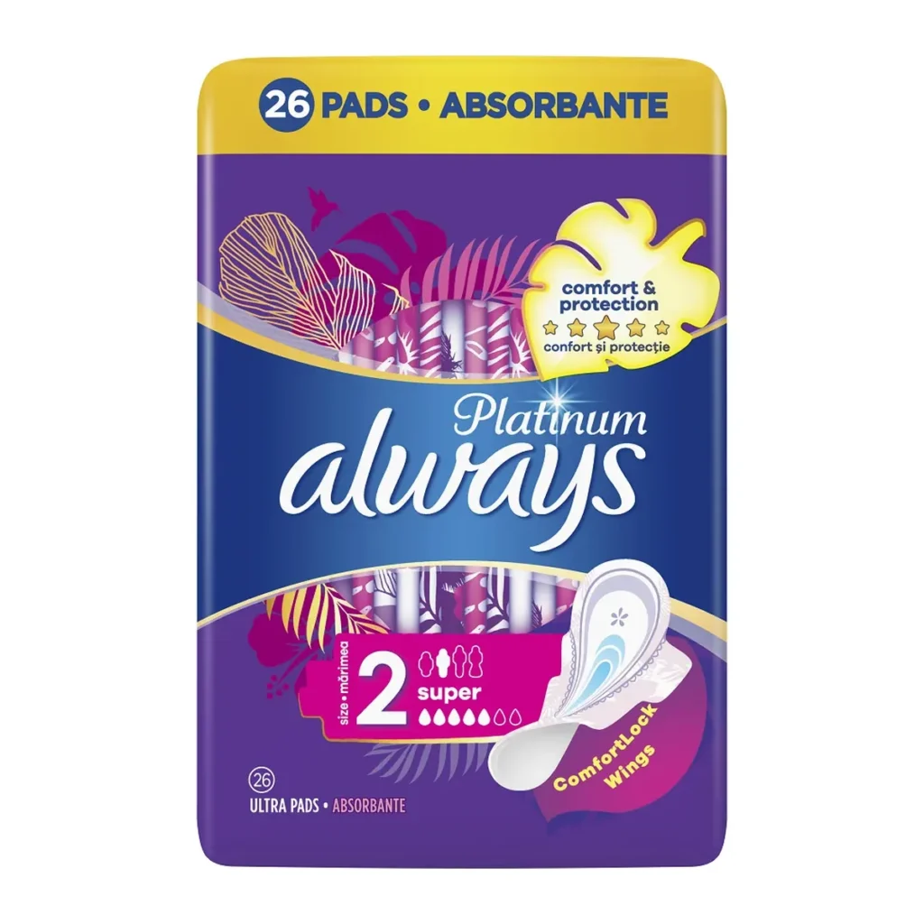Absorbante Always Quattro Platinum Super, mărimea 2, 26 buc