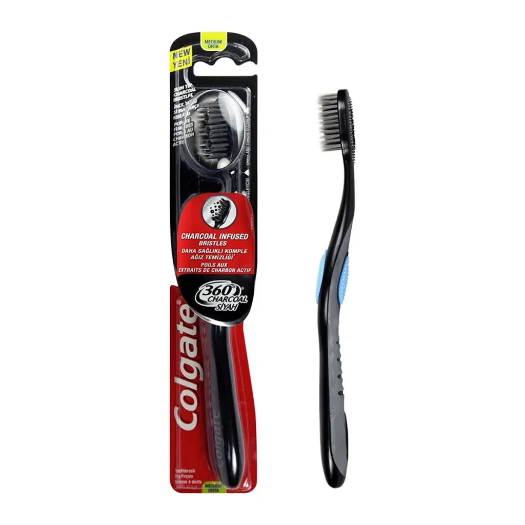 Periuță de dinți Colgate 360 Charcoal Black, duritate medie