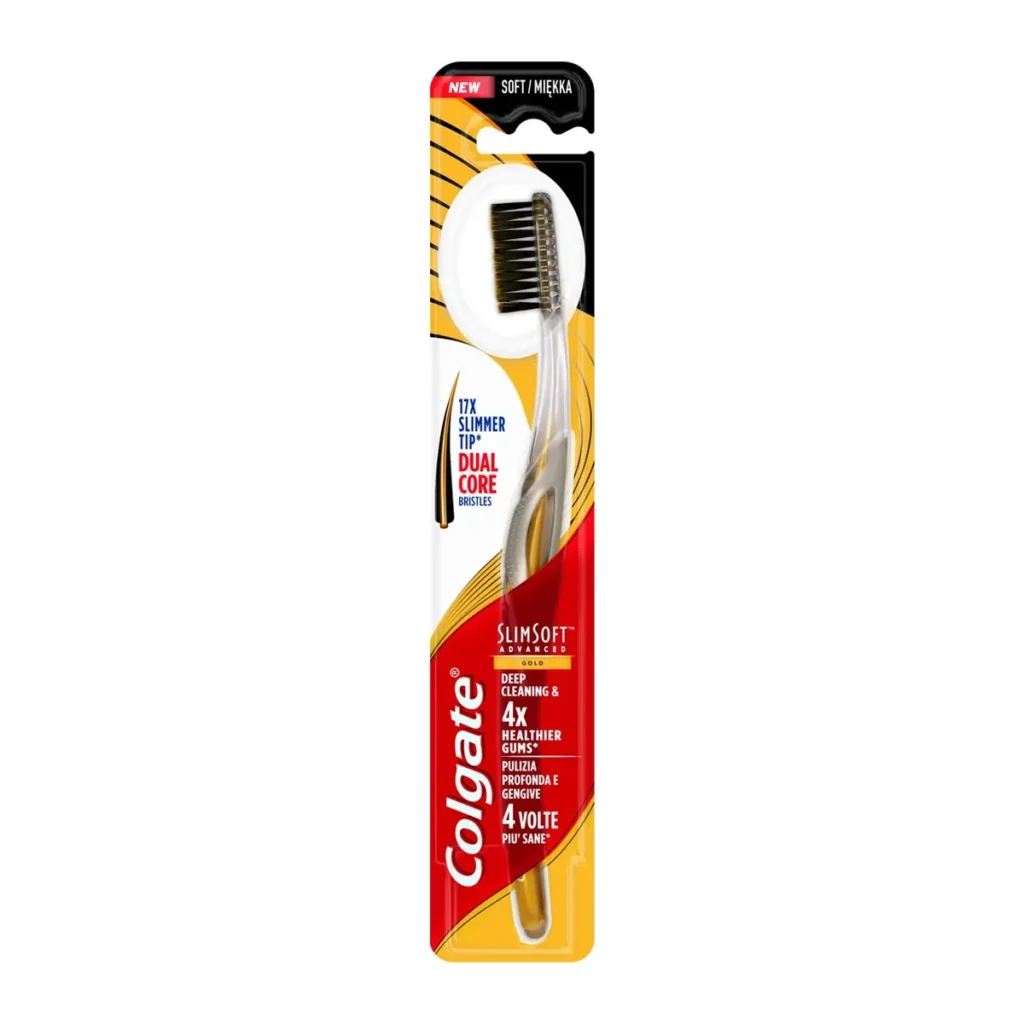 Periuță de dinți Colgate Slim Advanced Gold Charcoal, duritate moale