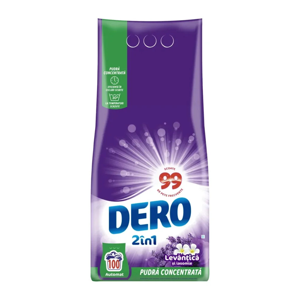 Detergent pudră Dero 2in1 Levănțică și Iasomie, 100 spălări