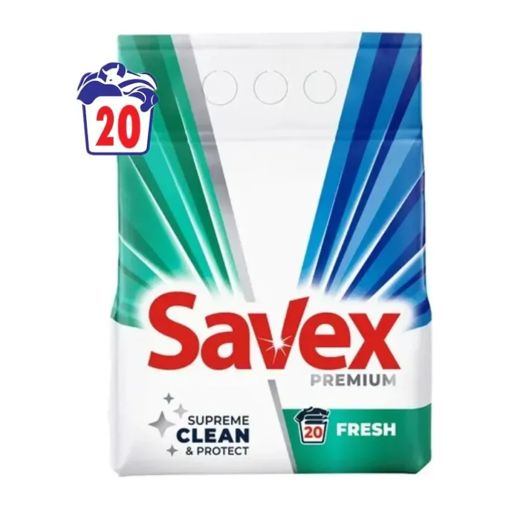 Detergent pudră Savex Fresh, 20 spălări, 2 kg