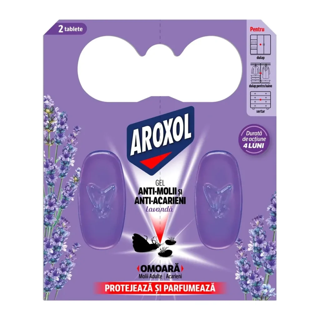 Gel antimolii Aroxol Lavandă, 2 buc