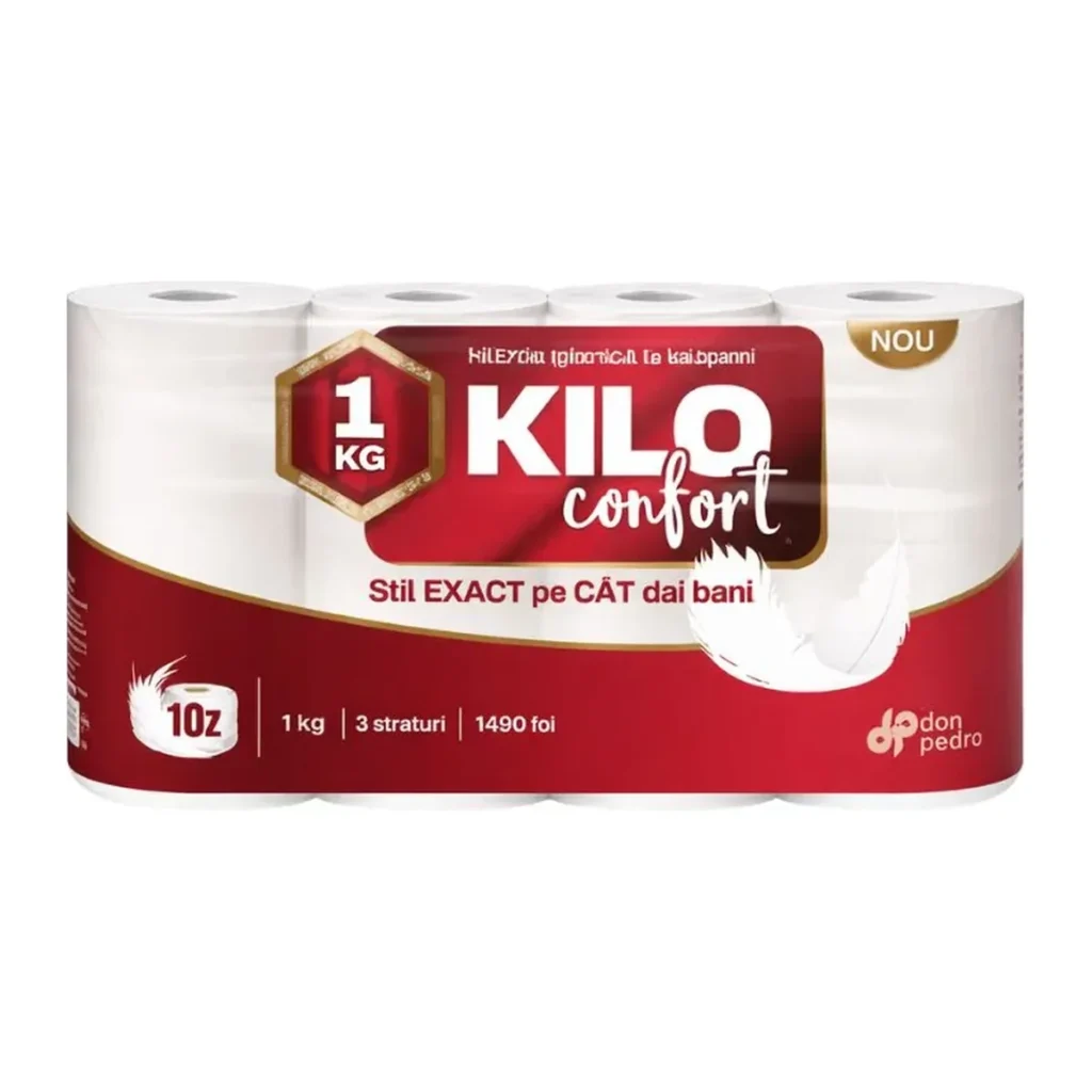 Hârtie igienică Kilo Hig Alb Neparfumată, 3 straturi, 10 role