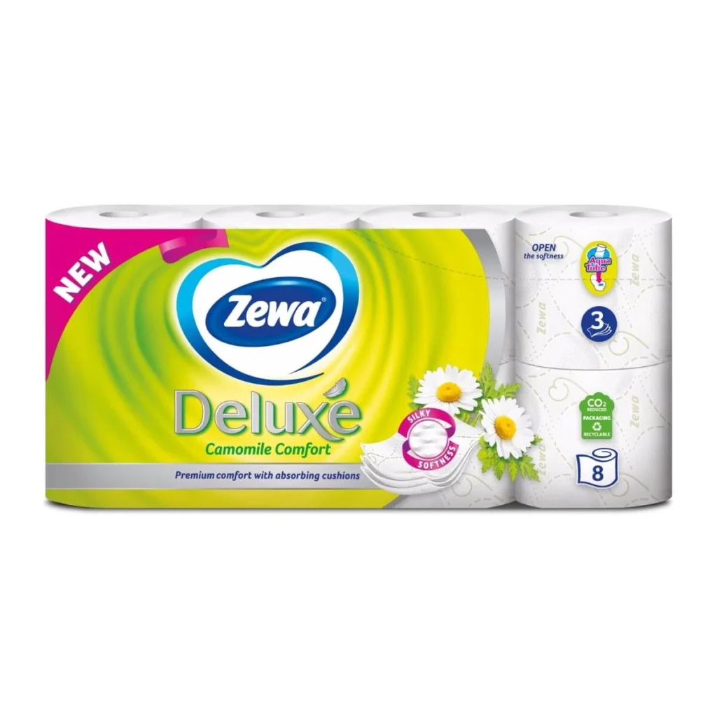 Hârtie igienică Zewa Camomile, 3 straturi, 8 role