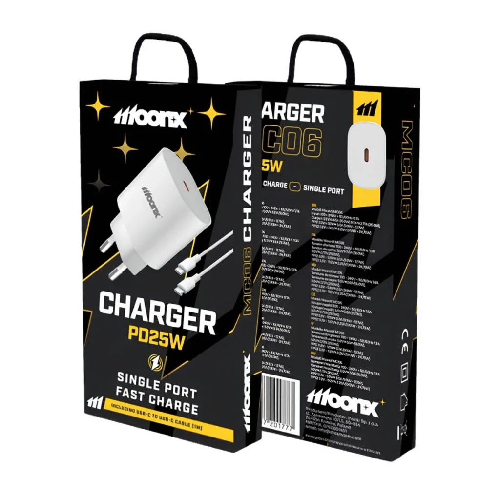 Încărcător Moonx MC06 PD 25W 1xUSB-C + cablu USB-C