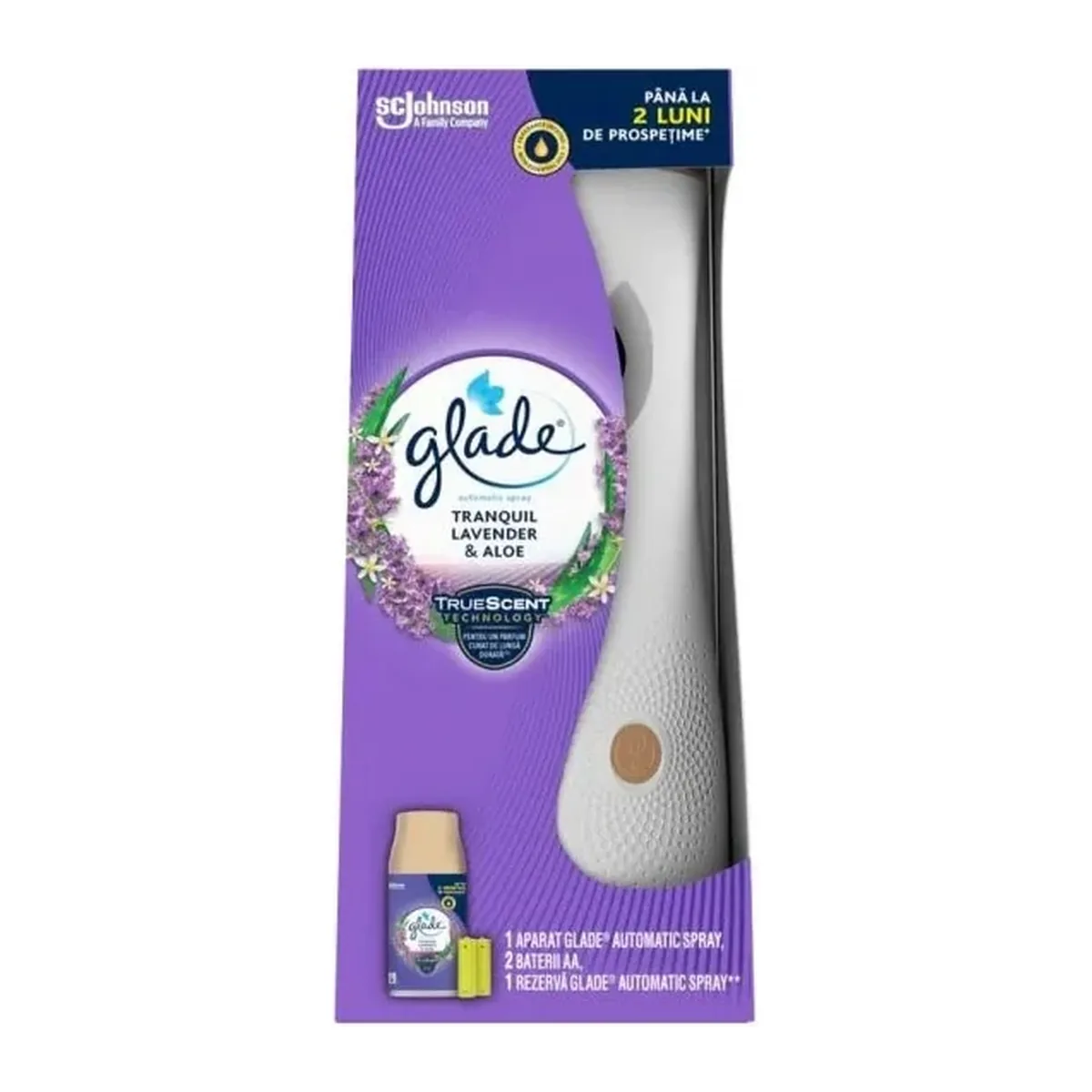 Odorizant automat Glade Lavandă și Aloe Vera, aparat + rezervă 269 ml