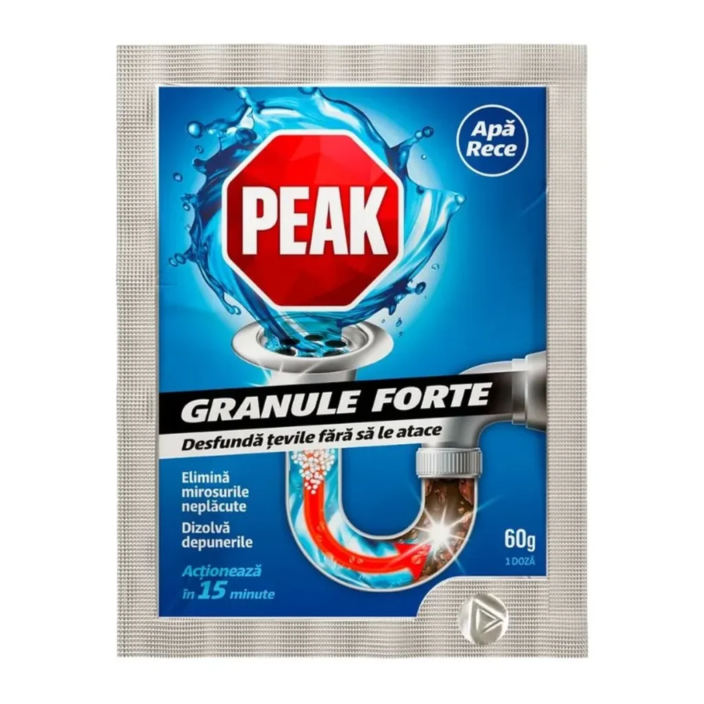 Soluție pentru desfundat țevi Peak Out Apă Rece, 60 g