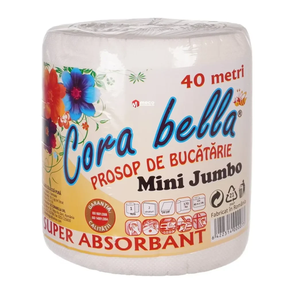 Prosoape de hârtie monorolă Corabella, 2 straturi, 40 m