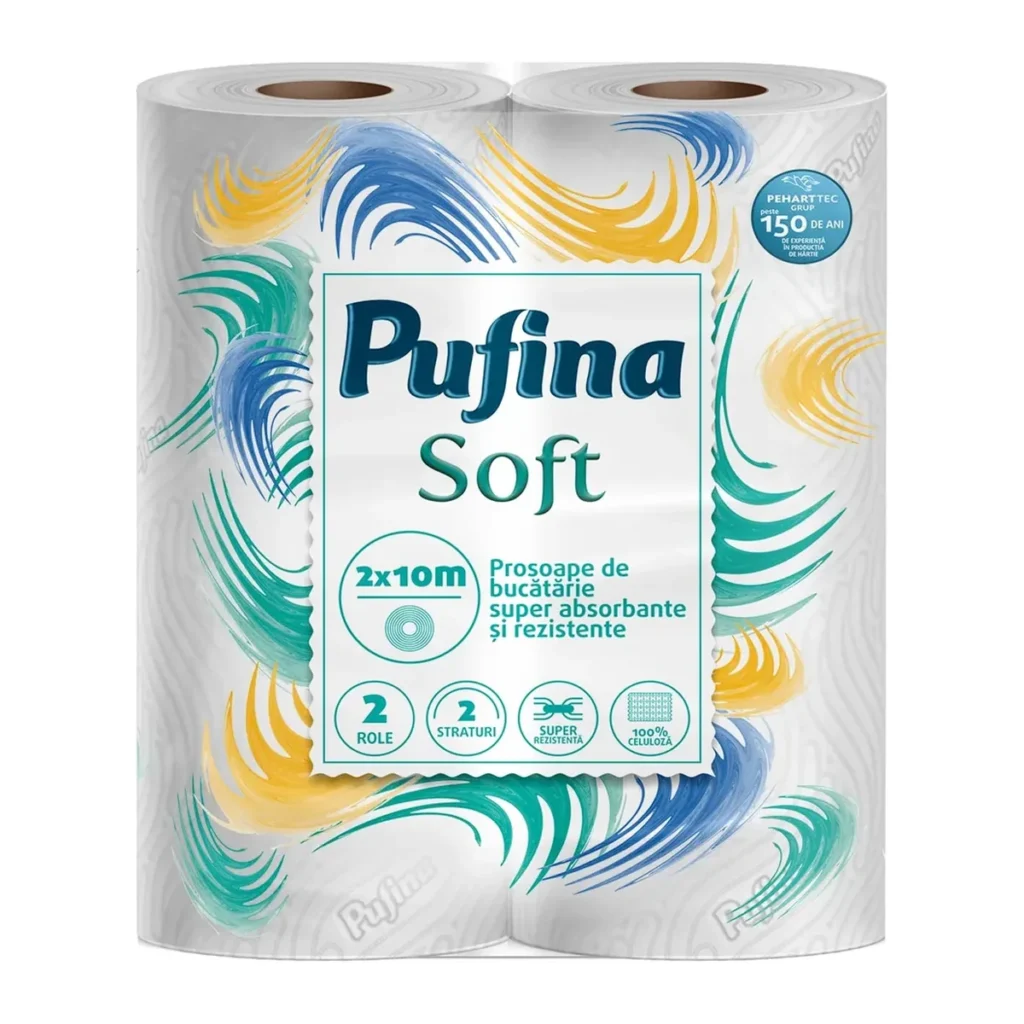 Prosoape de hârtie Pufina Soft 2x10m, 2 role