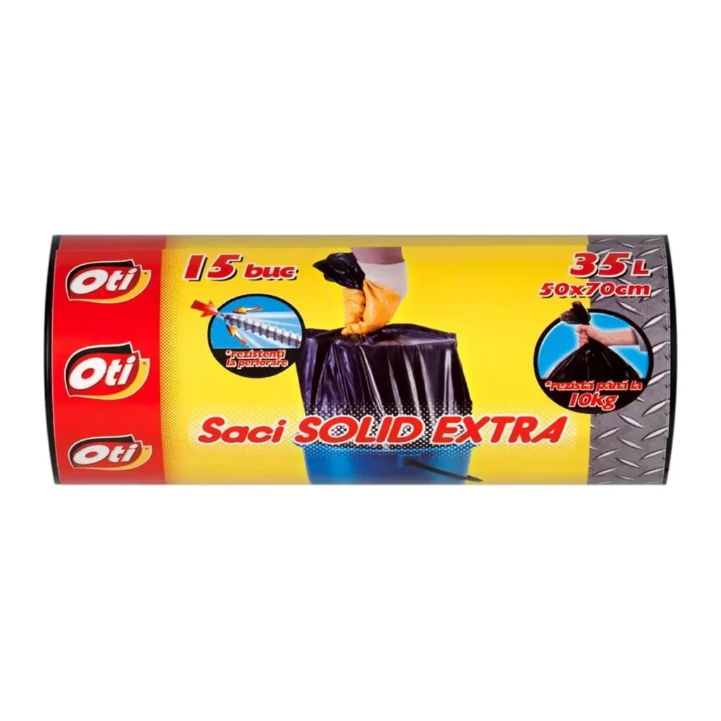 Saci menajeri Solid Extra Oti Negru, 35 L, 15 buc