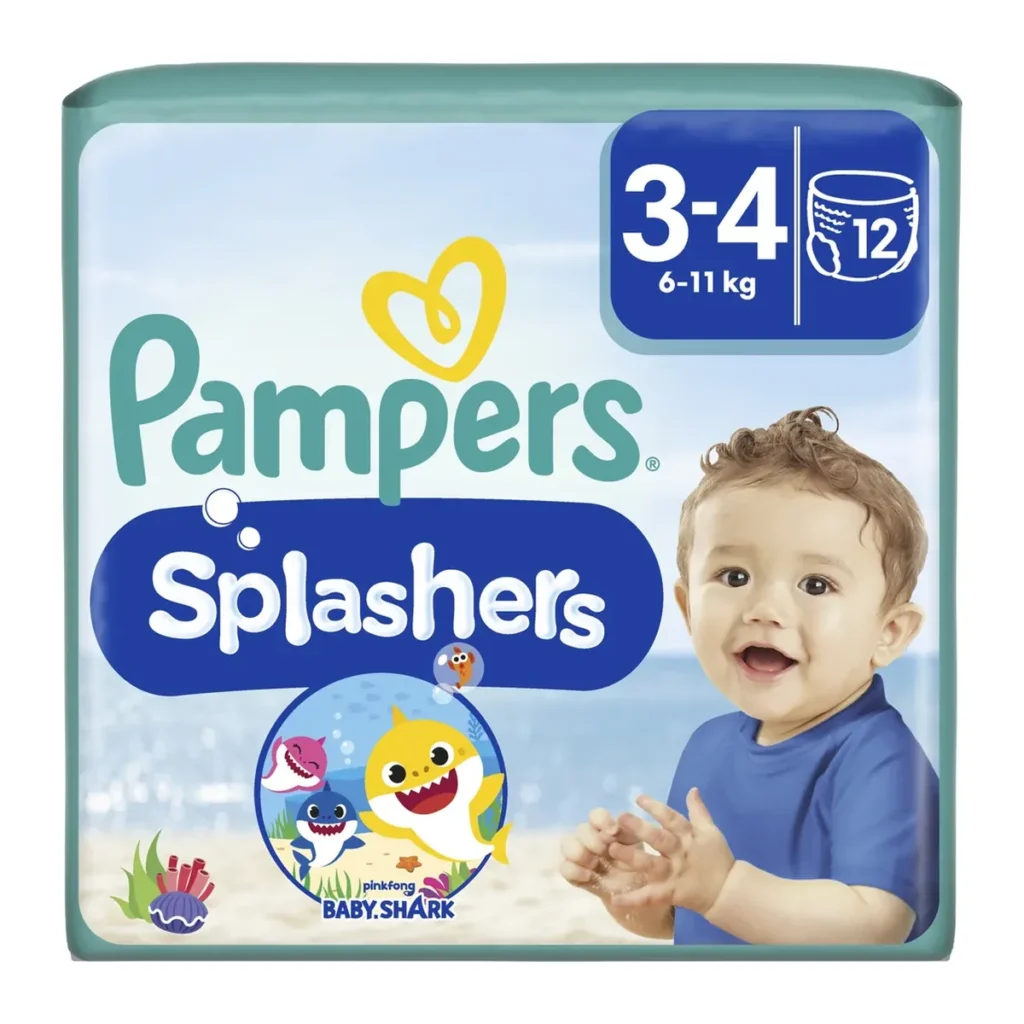 Scutece Pampers Splash mărimea 3-4 Shark, 6–11 kg, 12 buc