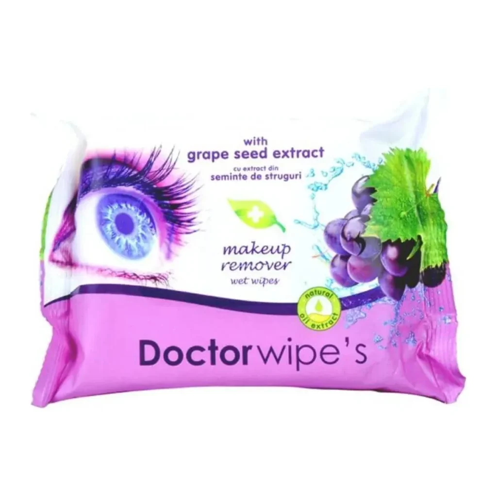 Șervețele umede Doctor Wipes demachiante cu extract de semințe de struguri, 20 buc