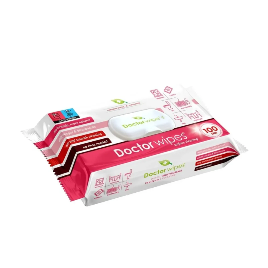 Șervețele umede multisuprafețe Doctor Wipes, 100 buc