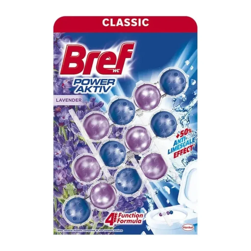 Soluție WC Bref Power Aktiv Classic Lavandă 3×50 g