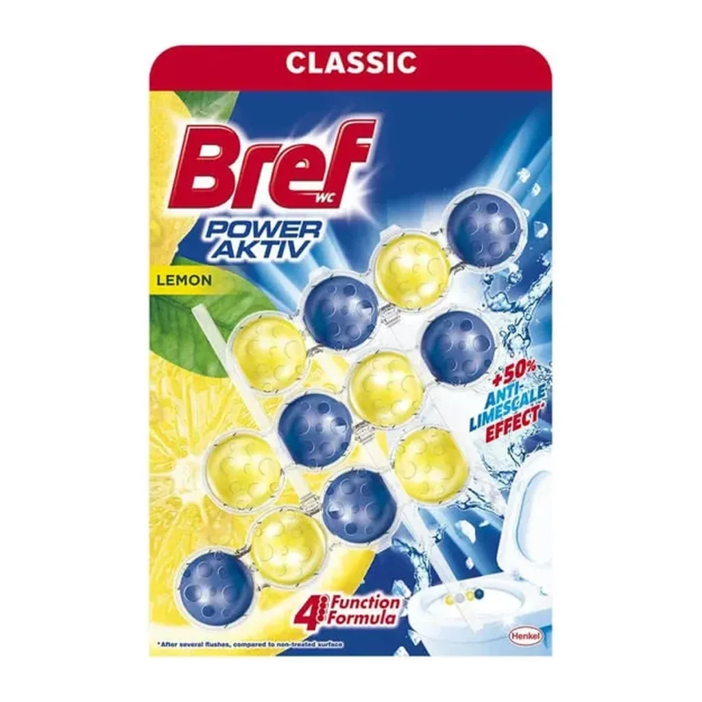 Soluție WC Bref Power Aktiv Classic Lemon 3×50 g