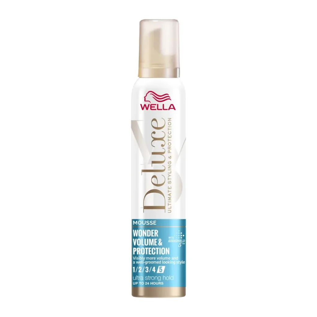 Spumă de păr Wella Deluxe Wonder Volume Protect 5 Ultra Strong Hold, 200 ml