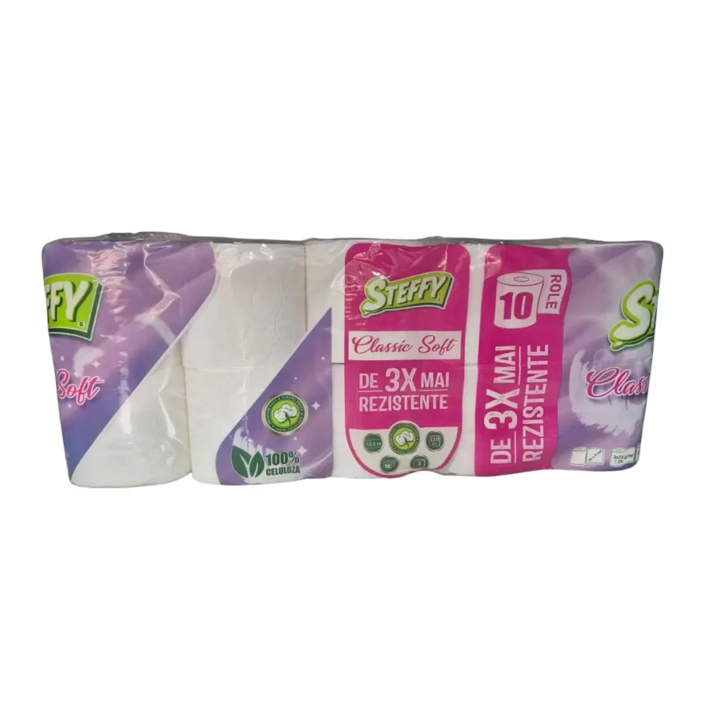 Hârtie igienică Steffy reciclată, 3 straturi, 10 role