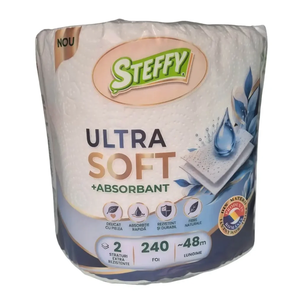 Prosoape de hârtie Steffy Alb Pufos, 2 straturi, 240 foi